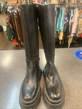Zara Black Women's Combat Moto Knee-High Boots